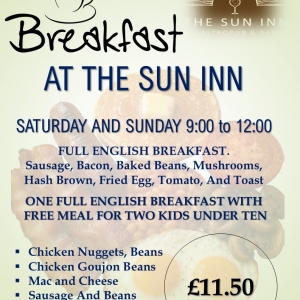 Weekend breakfast at The  Sun Inn only £11.50, tw